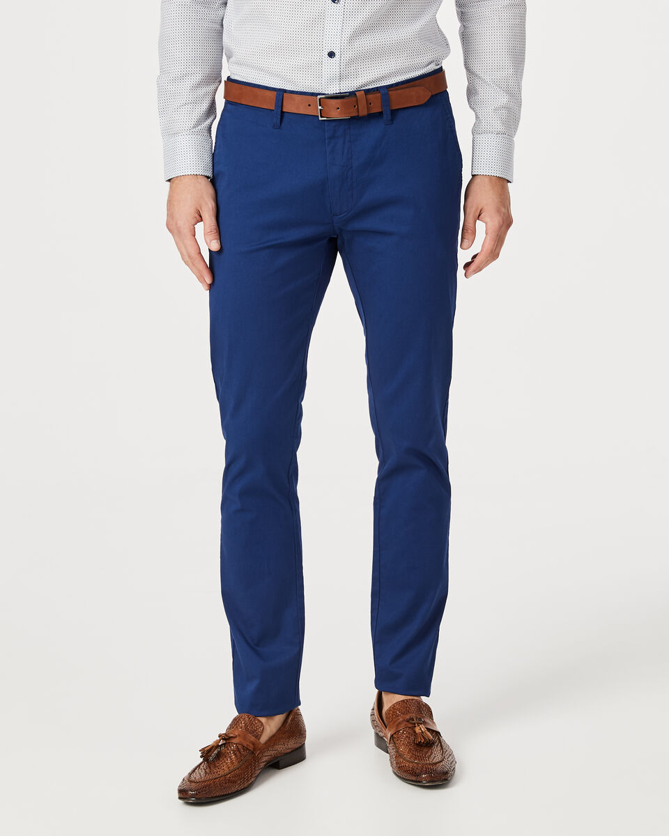 Slim Stretch Cotton Chino, Dark Cobalt, hi-res